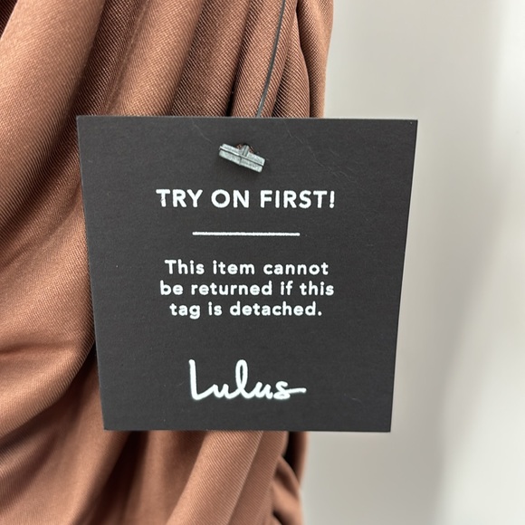 Lulus Exemplary Charm Brown Strapless Ruched Bodycon Mini Dress size L NWT - Picture 10 of 14